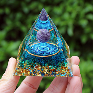 Kogiya <b>Crystal</b> <b>Chip</b> Pyramid Resin Epoxy Craft Desktop Ornament Blue Eye Glass Home Decoration Gift - Product Image 1
