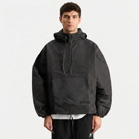 Anorak décontracté à carreaux rétro pour homme, coupe ample légère, imperméable, respirant, coupe-vent, avec fermeture éclair quart de tour