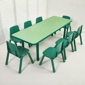 Красочная детская мебель для детского сада детский длинный стол и стул набор для детей дошкольного возраста деревянный стол и стулья для учебы - Product Image 2