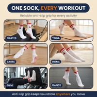 Chaussettes de yoga, pilates et danse antidérapantes en coton avec logo brodé, idéales pour l'entraînement à domicile et la barre - Meilleures ventes