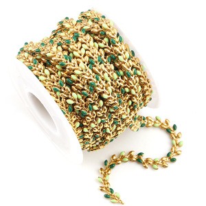 Stainless Steel Enamel Leaf Chain Green Mixed Colors <b>Red</b> Mixed Colors For <b>Bracelet</b> Making H1359 - Product Image 3