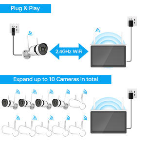 10.1 pouces écran LCD sans fil NVR <span class=keywords><strong>Kit</strong></span> 4CH CCTV <span class=keywords><strong>caméra</strong></span> sécurité à domicile 3MP/5MP haute résolution CCTV <span class=keywords><strong>Surveillance</strong></span> Vision nocturne - Product Image 6