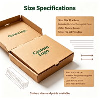 Boîte à pizza en papier kraft sur mesure, acceptation des commandes d'échantillons, boîte en carton ondulé recyclable pour l'emballage de livraison de pizzas