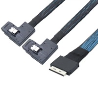 OCuLink SFF-8611 8i ke Kabel Dual SFF-8087 PCIe 4.0 0.5M untuk NVMe U.2 SSD Server Adaptor Internal Kecepatan Tinggi