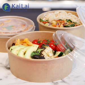 Dùng Một Lần Kraft Giấy Vòng Nhà Hàng Heatable Salad Phân Hủy Sinh Học Ăn Trưa Nhanh Chóng Bao Bì Thực Phẩm Hộp Container Bát - Product Image 3