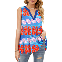 Meilleures ventes : Blouse en mousseline pour femme, sans manches, style polynésien, samoan et hawaïen, à imprimé hibiscus, confortable, pour fêtes de plage