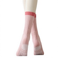 Chaussettes antidérapantes pour femmes adultes, yoga, ballet, pilates, avec logo, chaussettes en coton mélangé tricotées, OEM