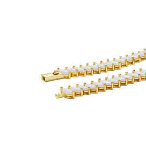 Bán Buôn 925 Sterling Bạc Vòng Đeo Tay Quyến Rũ Cho Phụ Nữ 18K Vàng Và Rhodium Mạ Với Tổng Hợp Opal Mô Hình Số <span class=keywords><strong>Bangle</strong></span> - Product Image 6