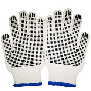 10 ölçer Palm Anti kayma doğal çift 2 taraflı siyah noktalar beyaz ağartılmış dize Knits pamuk Pvc noktalı el iş güvenliği eldiveni - Product Image 1