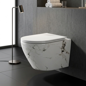 <span class=keywords><strong>WC</strong></span> suspendu mural de style luxe moderne pour salle de bain, en céramique marbrée, gain de place - Product Image 1