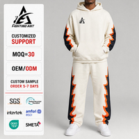 Ensemble de survêtement streetwear personnalisé pour hommes, avec sweat à capuche imprimé graphique et pantalon de survêtement coupe droite en molleton épais