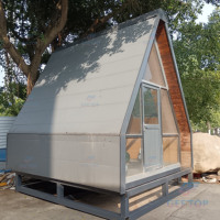 Estructura de acero de almacén de 9 metros cuadrados, un marco, cabina, triángulo, casa pequeña, diseño de loft, un marco de comercialización para interiores