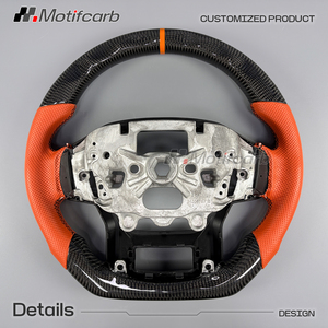 Volante Personalizado de Fibra de Carbono con Empuñaduras de Cuero Naranja, Accesorios Interiores para Automóviles, Mejora para Ford Ranger Raptor 2023-2026 - Product Image 5