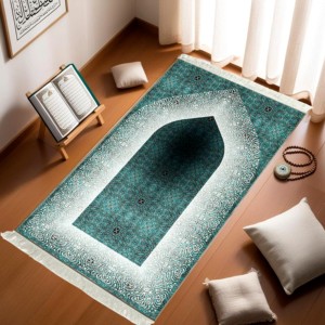 Tappetini da Preghiera Musulmani Premium - Design Moschea, Poliestere Super Confortevole con Cuscino per Ginocchia e Tasca per Imam, Perfetto per il Ramadan - Product Image 2