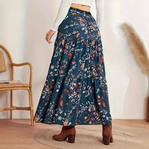 Clothing Supplier OEM Custom Digital Print Casual <b>Skirt</b> 2025 Summer New Casual Loose Bohemia Floral <b>Maxi</b> <b>Skirt</b> for Women - Product Image 4