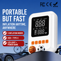 Mini compresseur d'air portable autonome en ABS pour pneus de voiture, avec affichage numérique, chargement USB, jauge de pression des pneus, pompe à air manuelle