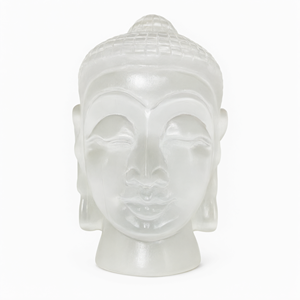 Tête de Bouddha en sélénite cristalline - sculpture artisanale du visage serein du Bouddha - cristal/reiki/énergie de guérison - 5,5 pouces - Product Image 2
