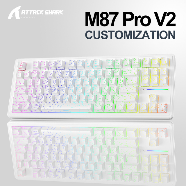 Attack Shark M87 Pro V2 RGB Wired Blue Tooth Wireless 2.4G Hot Swap Mechanical Keyboard