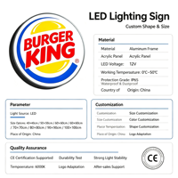 Enseigne lumineuse LED personnalisée en alliage d'aluminium, panneau décoratif intérieur/extérieur pour entreprise, devanture de magasin, boîte plate 5000 lumens, étanche