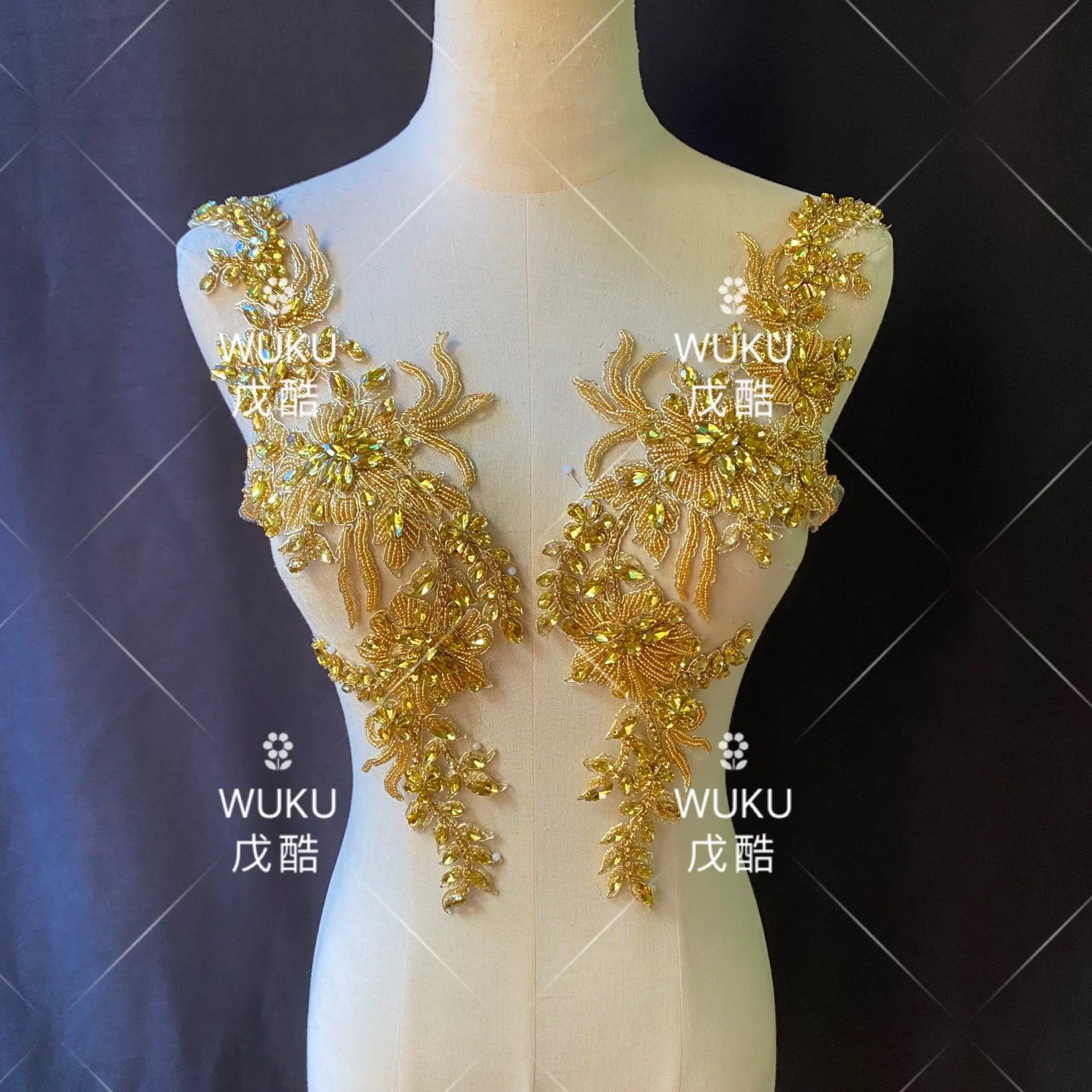 Robe en perles de cristal pour femmes, patchs pour épaules, en or, wuku, nouvelle collection