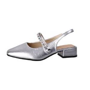 Sandales d'été en satin de soie à une bride, style européen, à talons hauts, élégantes et tendance, à talon épais pour femmes - Product Image 5