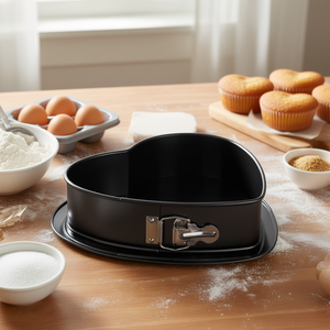 Molde para Pastel en Forma de Corazón de 7 cm y 26 cm, Negro, con Base Desmontable - Product Image 3