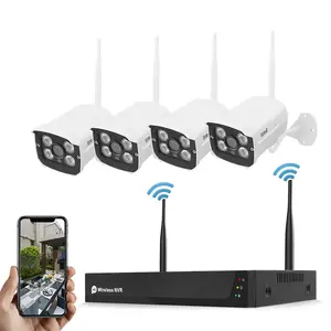 Hot Bán Home Hệ Thống An Ninh Giám Sát 4 Kênh CCTV Hệ Thống Camera Set 1080P 4CH Wifi Mạng Video Recorder NVR Bộ Dụng Cụ