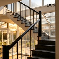 DVN Articles en stock : Balustre d'escalier en fer noir creux, carré 1/2''*44'', pour balustrade métallique, montants d'escalier et garde-corps, style américain