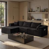 Luxuriöses PU-Modulares L-förmiges Sofa-Set mit Hochdichteschaumstoff und Rutschfestem Design, Keine Montage Erforderlich, 4-Sitzer