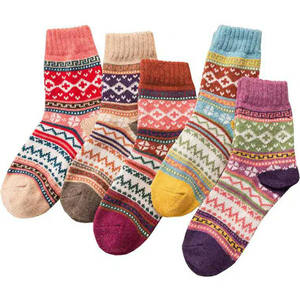 Jingwen OEM Medias de <span class=keywords><strong>Lana</strong></span> para Mujer, Calcetines Gruesos de Dibujos Animados para Invierno y Navidad - Product Image 1