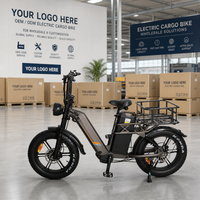 Vélo cargo électrique 48V à double batterie au lithium pour livraison de repas, moteur double 2000W, pneus larges 20 pouces, direct usine