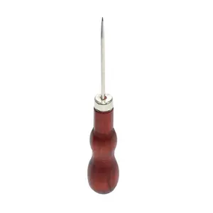 Leather punching hand sewing tools shoes straight pointed sewing awl double gourd wooden handle