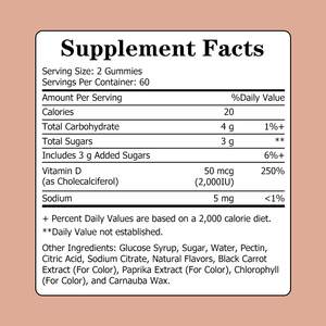 High Quality Vitamin D3 Gummies with Total Carbohydrate Powerful Body Cleanse Immune Supports Bone and Muscle Gummies - Product Image 2