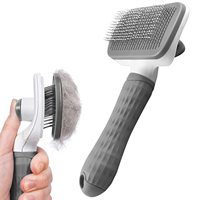 Brosse pour Animaux de Compagnie Carrée d'Usine Auto-nettoyante Peigne Démêlant à Bouton Unique pour Éliminer les Poils de Chien et les Poils Morts, et les Puces