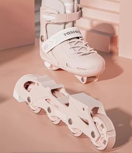 Patins à roulettes ajustables pour filles débutantes Jumon, mignons, violets et roses, roulements ABEC-7, roues 80A, cadre en deux parties pour enfants - Product Image 2