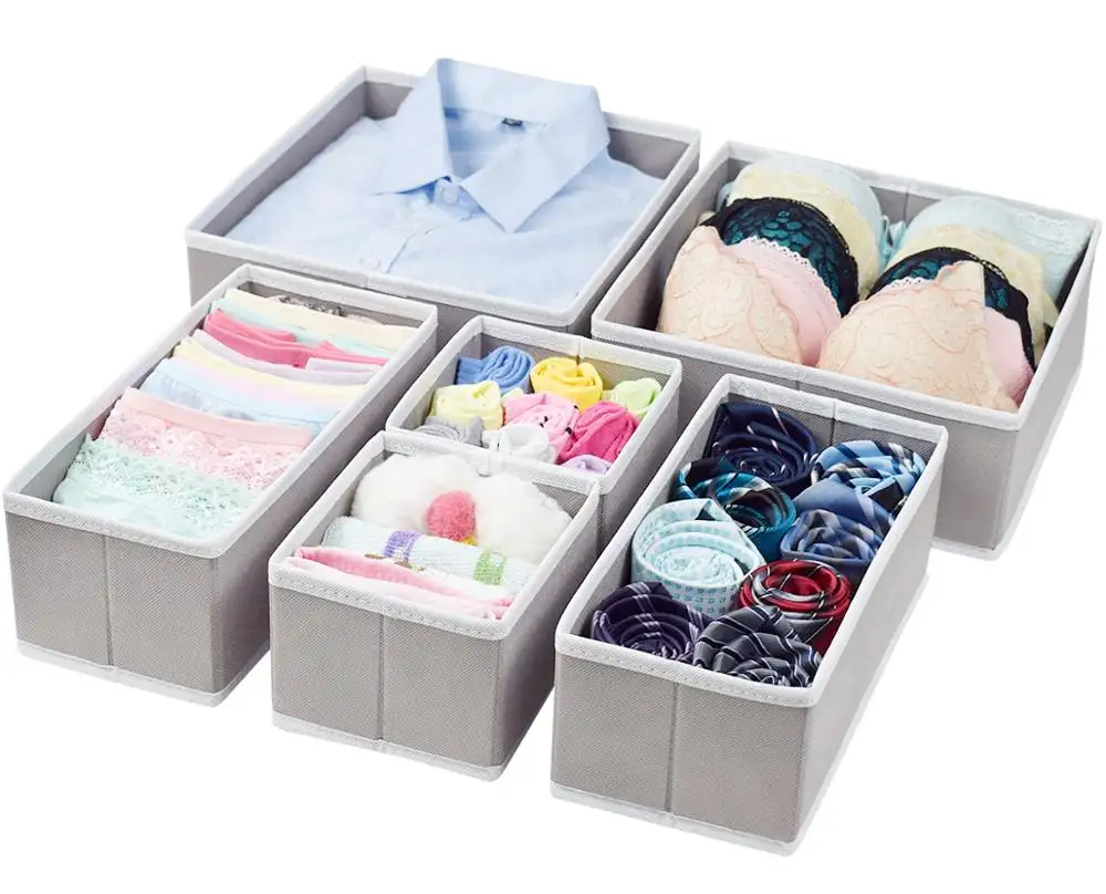Ensemble de 6 pièces de diviseur de tiroir pliable, articles ménagers boîtes de séparation de placard organiseurs de sous-vêtements