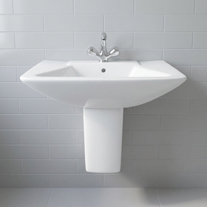 Ensemble de sanitaires en céramique Vinus de couleur blanche, lavabo décoratif à demi-pied, fabriqué en Inde, prix le plus bas - Product Image 4