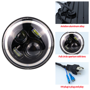 ไฟหน้าแบบลำแสง LED ทรงกลม7นิ้วลายจุดไฟหน้าแบบฮาโลเจน Hi-Lo Angel Eyes Farol สำหรับ <span class=keywords><strong>Jeep</strong></span> Wrangler Fusca Kombi Troller <span class=keywords><strong>Jeep</strong></span> <span class=keywords><strong>Willys</strong></span> - Product Image 5