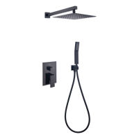 Ensemble de robinetterie de salle de bain en laiton bronze, design moderne, avec mitigeur thermostatique carré à deux fonctions pour douche pluie encastrée, garantie 5 ans