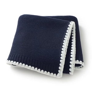 Manta de Bebé Recién Nacido 100% Algodón OEKO Tex, Tejida con Borde de Ganchillo, Suave y Cómoda, Cubierta Tejida para Niños - Product Image 3