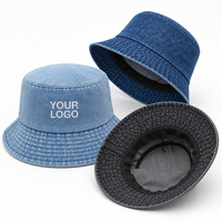 Chapeau Bob en Jean Délavé Personnalisé Premium avec Logo 3D, Casquette de Pêcheur Souple, Chapeau de Soleil pour l'Extérieur, Streetwear, Boutique, Vente en Gros