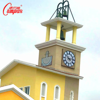 Horloge de Tour d'Église à Quatre Faces en Acier Inoxydable avec Synchronisation Électronique par Satellite, Éclairage et Carillon de Toit