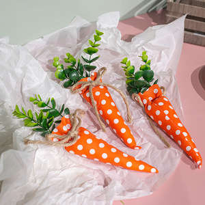 Adornos de Pared Hechos a Mano para Pascua, Estilo Rústico, con Zanahorias, Tela a Cuadros, Decoraciones Coloridas para Fiestas - Product Image 3