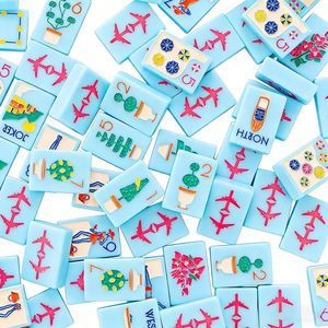 Conjunto de Mahjong Americano com 166 Peças, Estilo Retrô Costeiro, Guarda-sol de Praia com Topiaria, Acrílico, OEM - Product Image 6