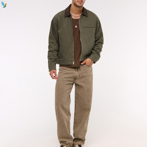 <span class=keywords><strong>Giacca</strong></span> di tela da lavoro lavata Vintage Casual in cotone 100% di moda personalizzata ricamata all'ingrosso - Product Image 3