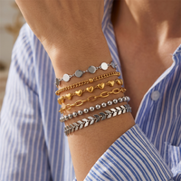 Bracelets empilables HOVANCI pour femmes, plaqués or, en acier inoxydable, avec perles, ensemble de bijoux