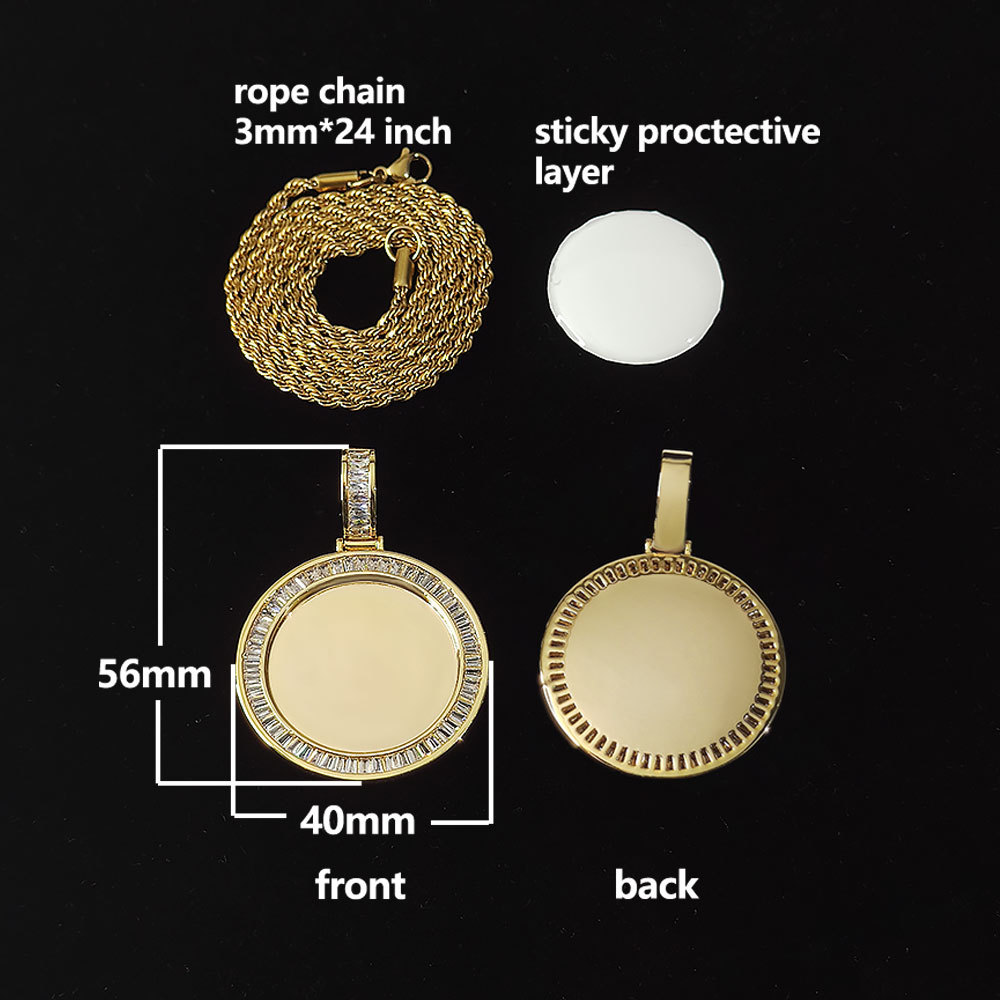Pendentif en or de 40 mm avec chaîne en corde gratuite-1