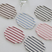 Tapis de table isolant thermique rayé en tissu japonais, tendance pour les photos, dessous de tasse à thé octogonal anti-brûlure, dessous de tasse à café