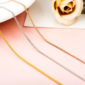 Wholesale 16-20 inch Italian Curb Chain Rose Gold 18k Plated Over 925 Sterling Silver Necklace Chain
