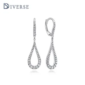 Brincos clássicos de prata S925 com cordas trançadas, brincos de diamante em prata e ouro banhados a ouro rosa e ródio para festas de casamento